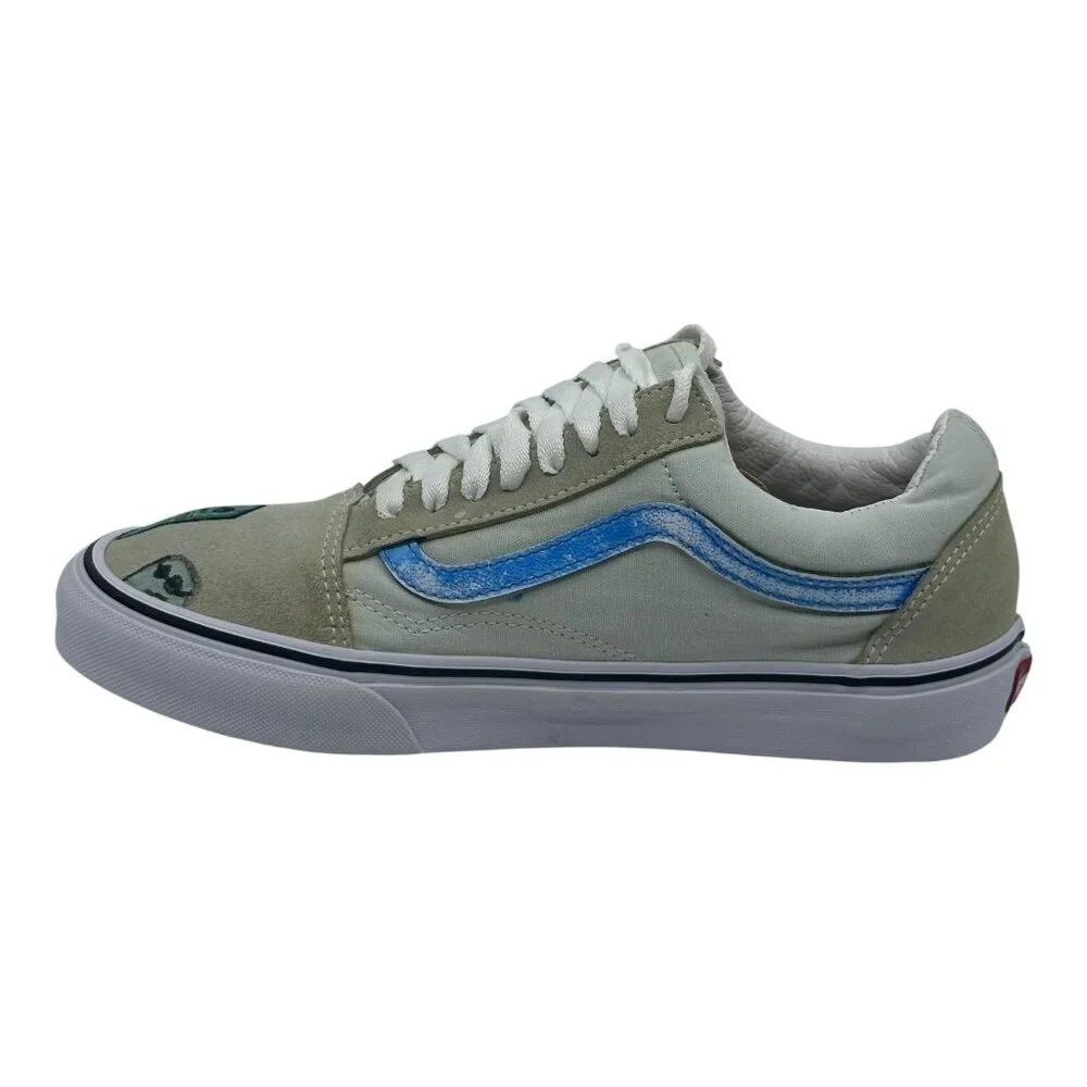 Vans Old Skool Sneakers Unisex M7.5‎ W9 Sage Green Good Custom Hand Painted Art